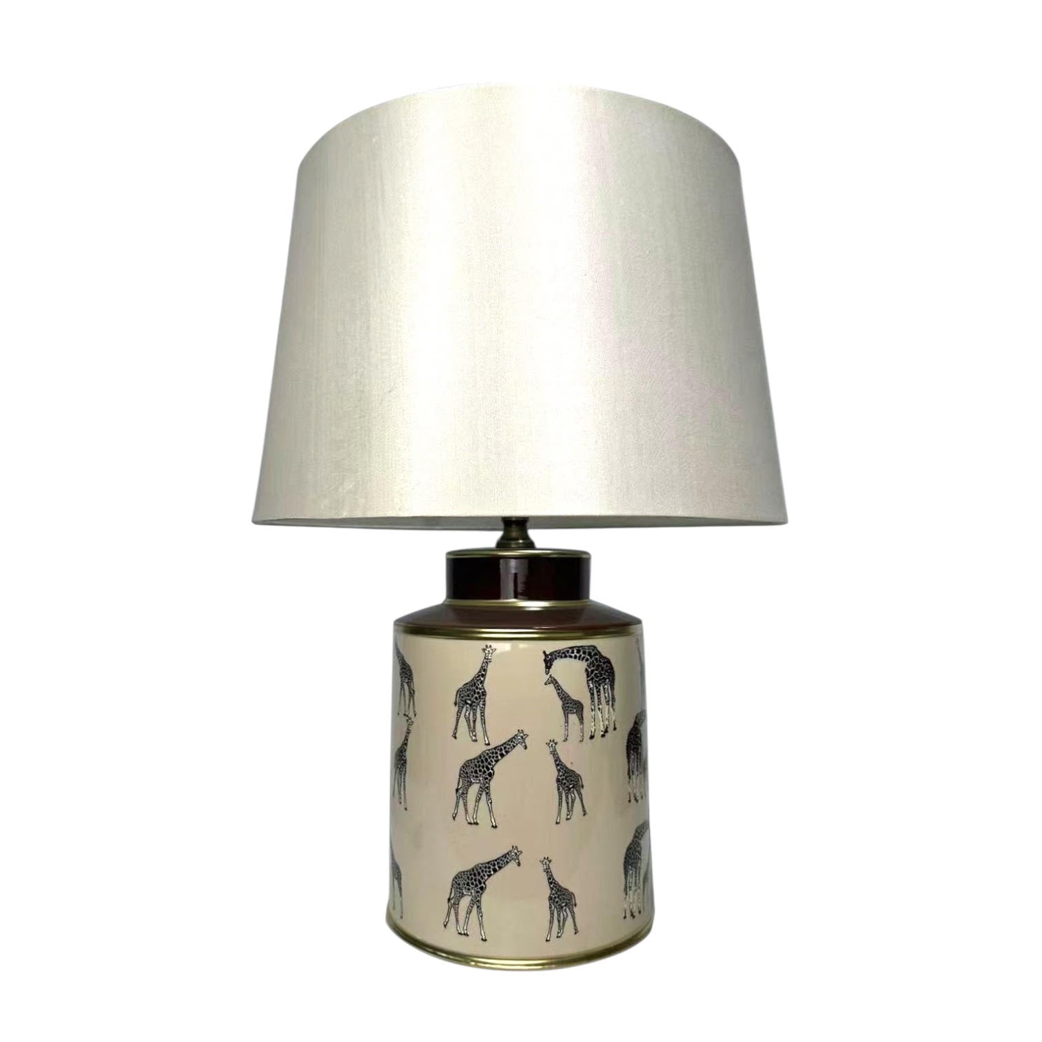 Floral Ceramic Table Lamp | 40cm Giraffe Safari | Drum Shade