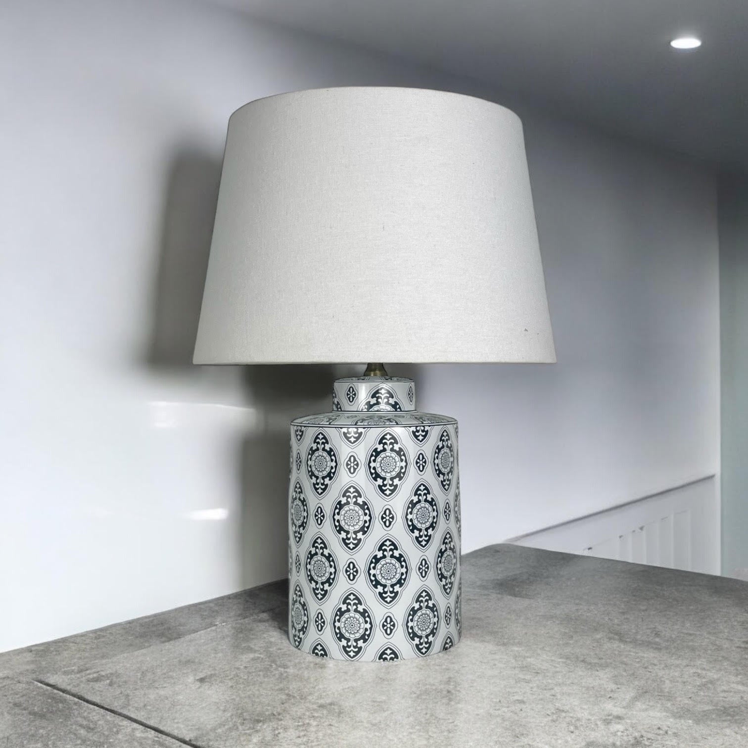 Modern Lamp & Shade | Multicolour Base | White Shade