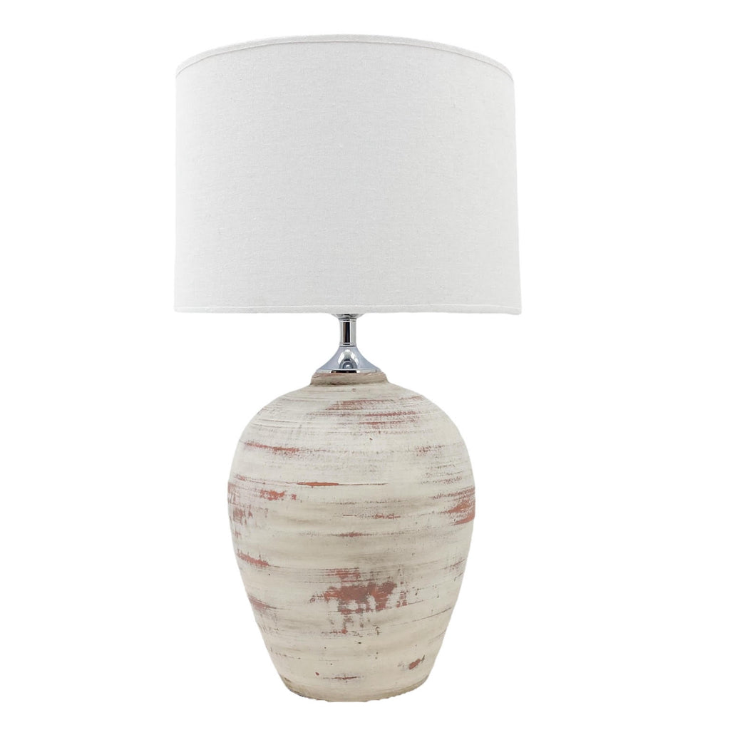 Ceramic Table Lamp | 61cm Cream | Fabric Drum Shade | E27