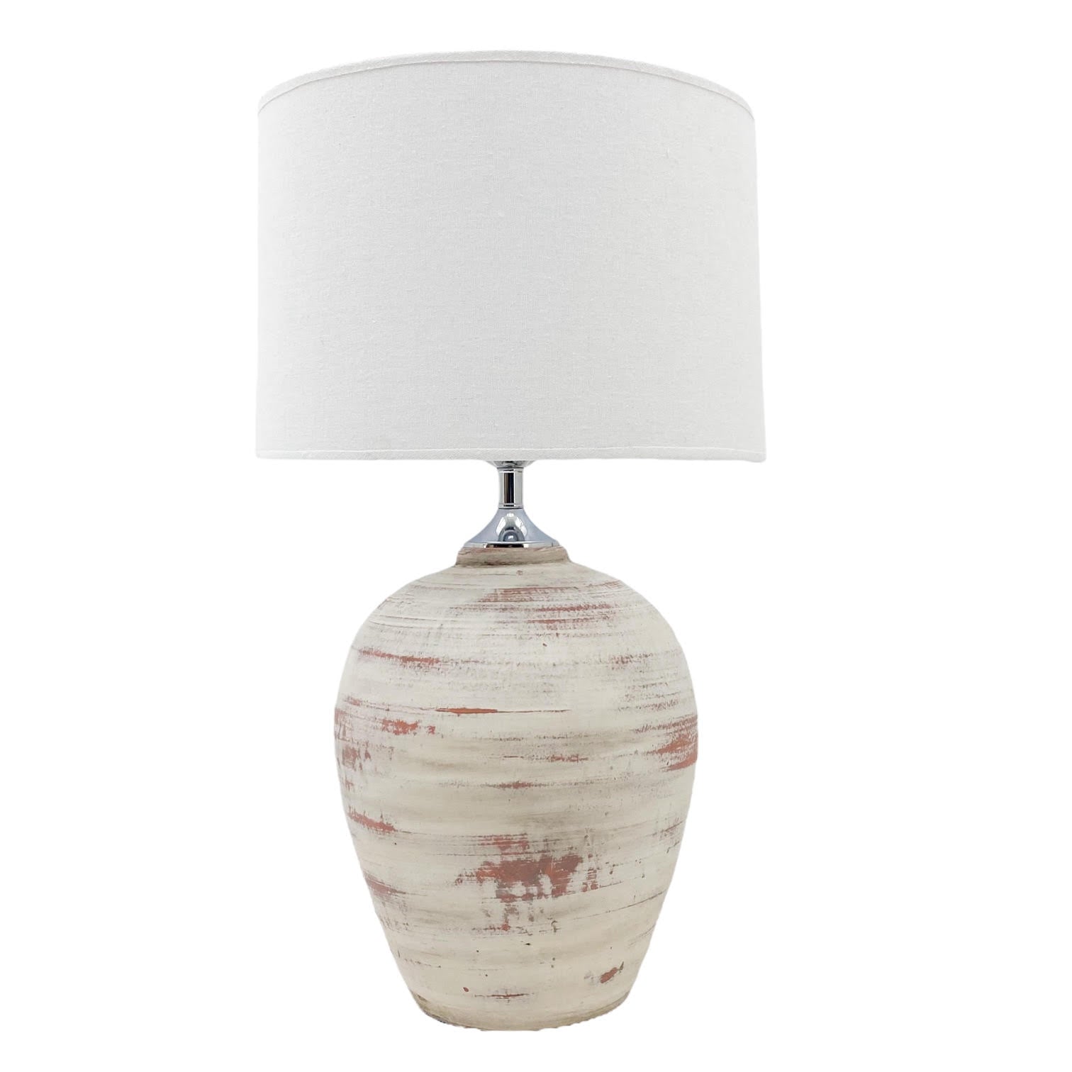 Ceramic Table Lamp | 61cm Cream | Fabric Drum Shade | E27