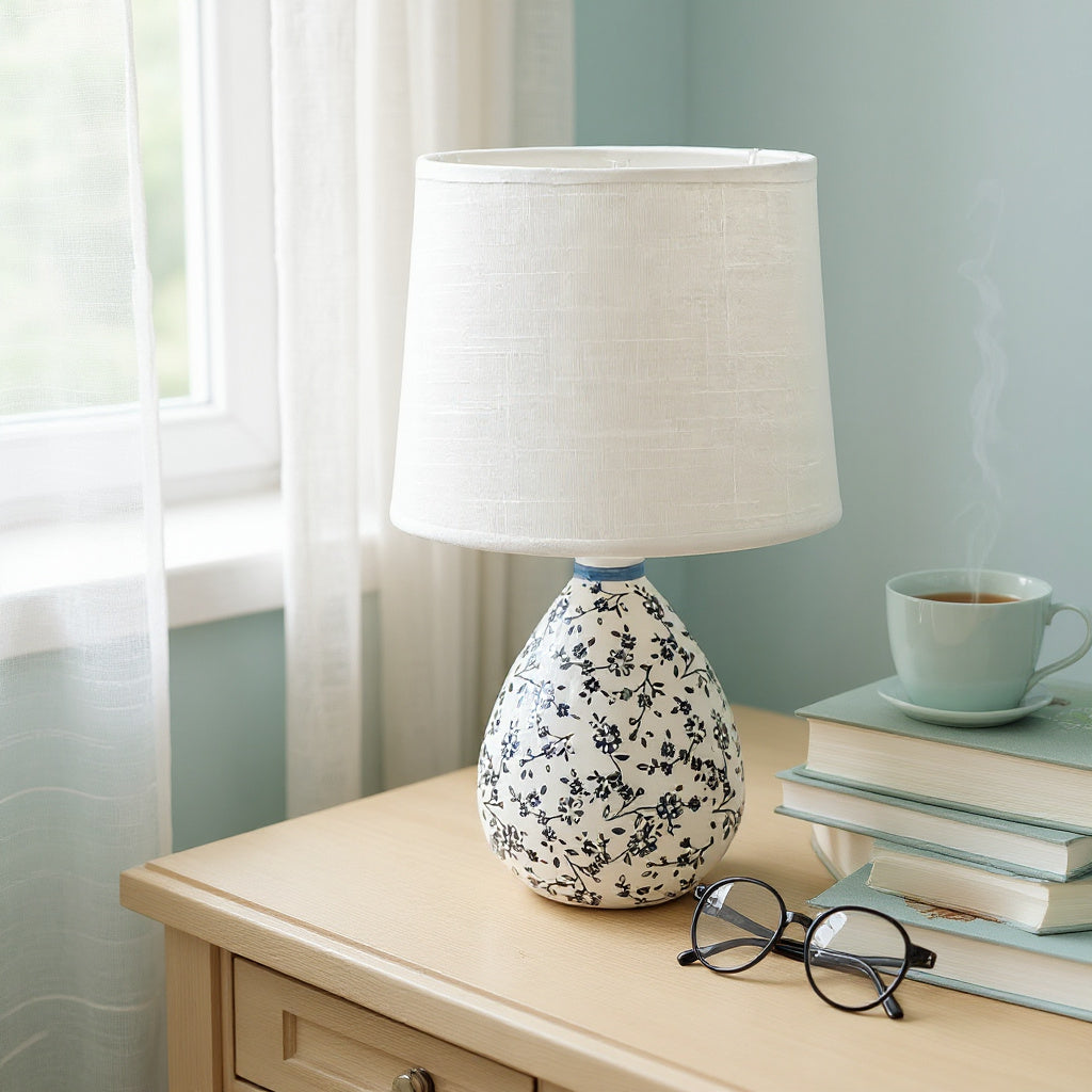 Traditional Ceramic Table Lamp with Shade | 37cm | Braxby