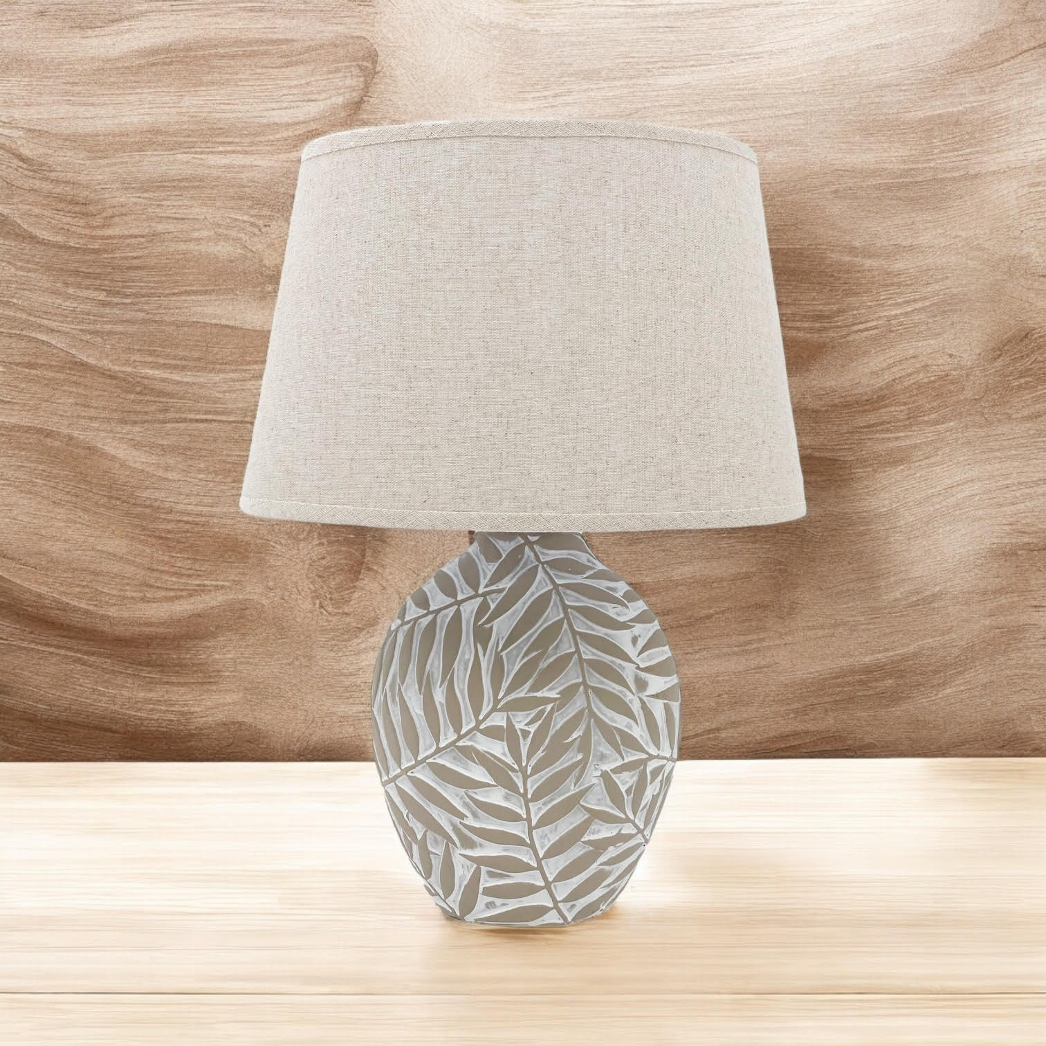 Ceramic Table Lamp | Textured Base | Fabric Shade