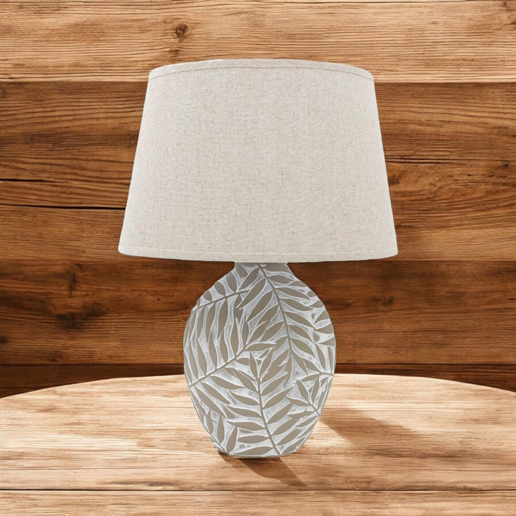 Ceramic Table Lamp | Textured Base | Fabric Shade