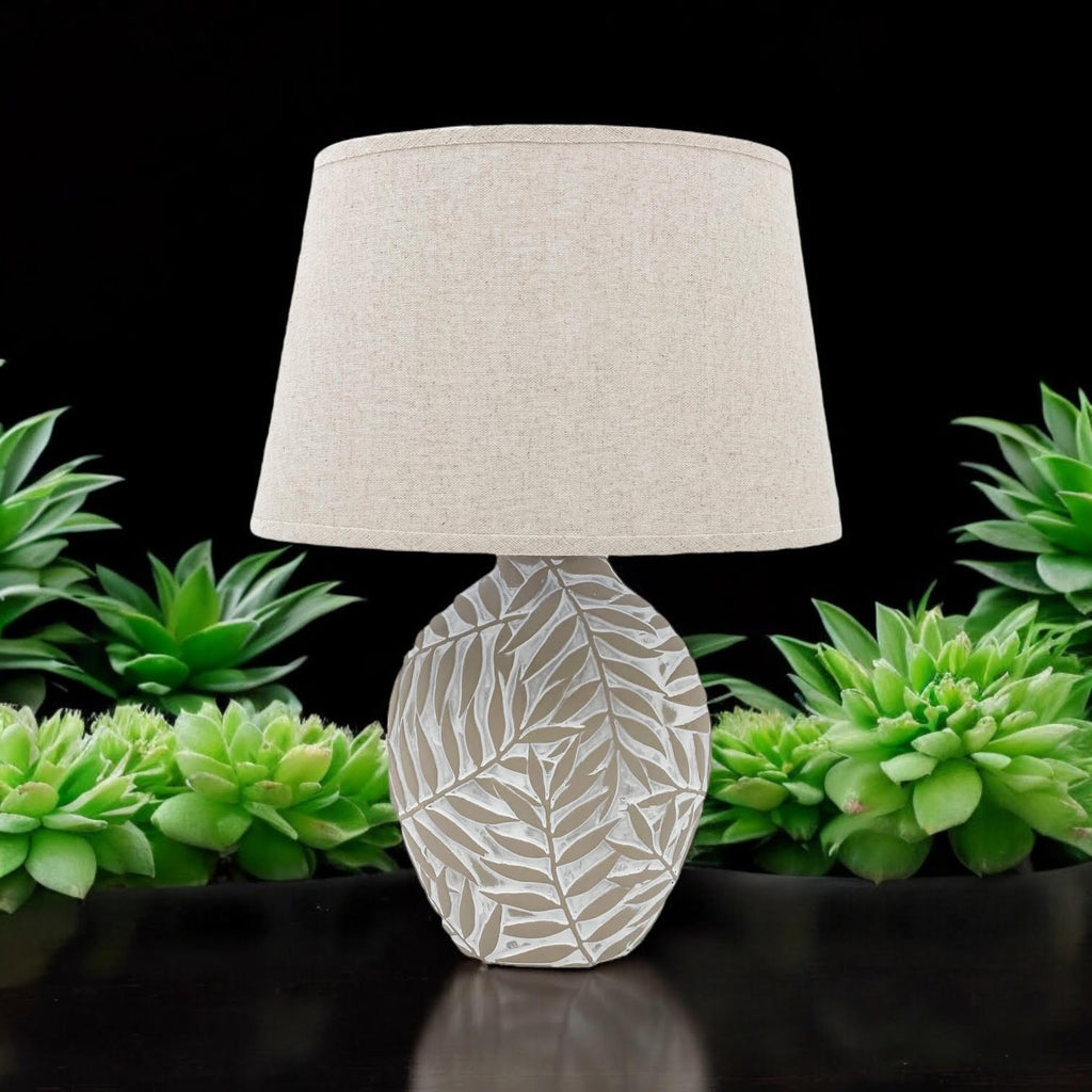 Ceramic Table Lamp | Textured Base | Fabric Shade