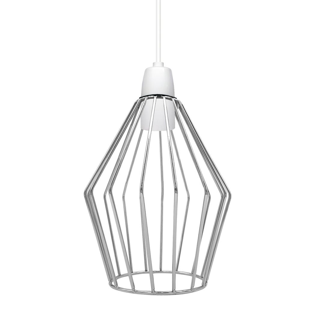 Diamond Wire Cage Lampshade | Industrial Vintage | Chrome | Braxby