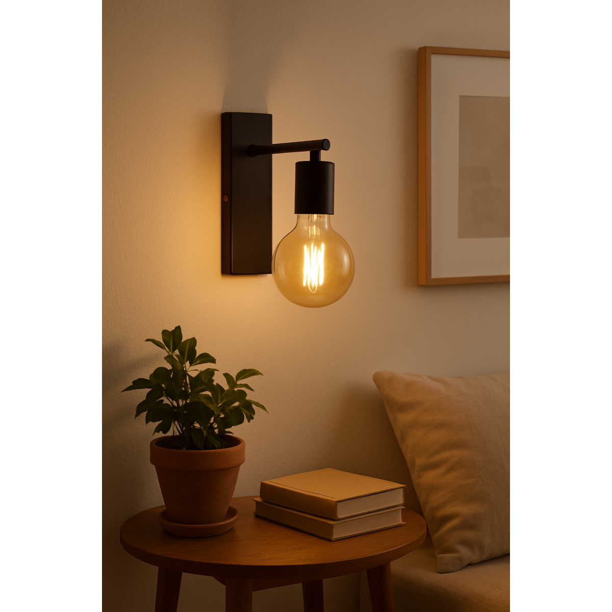 Wood Base Wall Sconce | Black | E27
