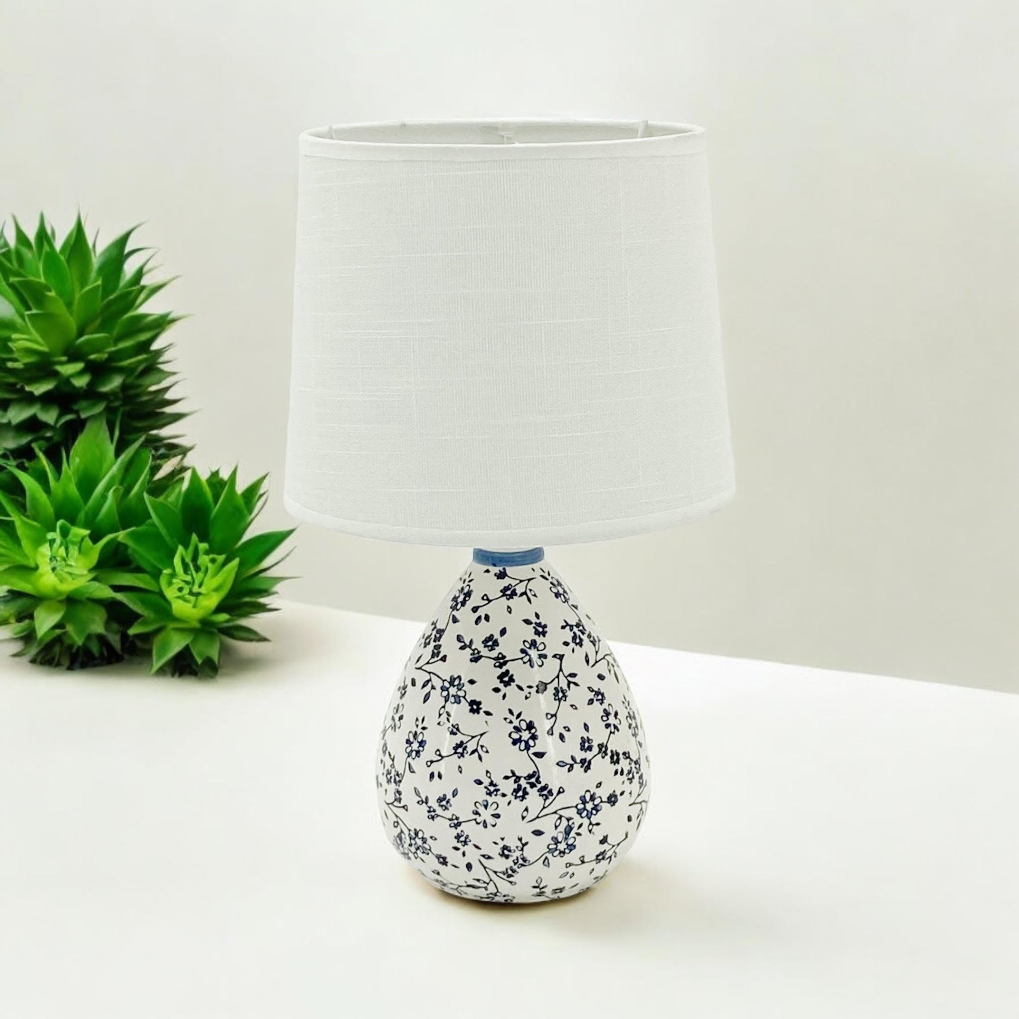 Traditional Ceramic Table Lamp with Shade | 37cm | Braxby