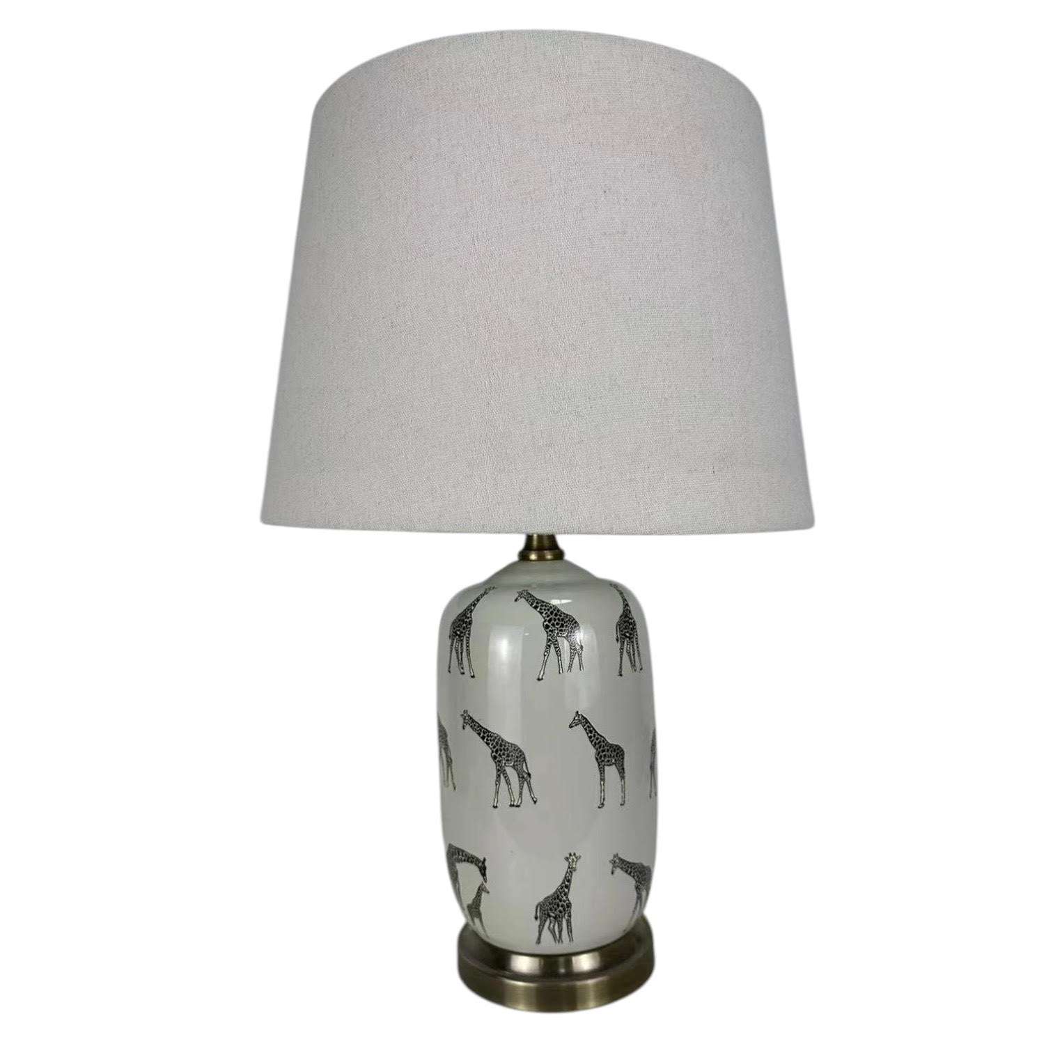Floral Ceramic Table Lamp | 45cm Giraffe Safari | Drum Shade