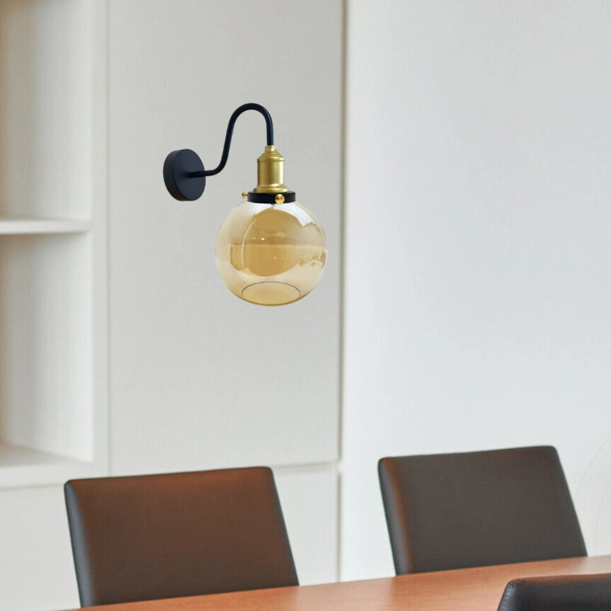 Amber Glass Ball Wall Light | Globe Shade | E27