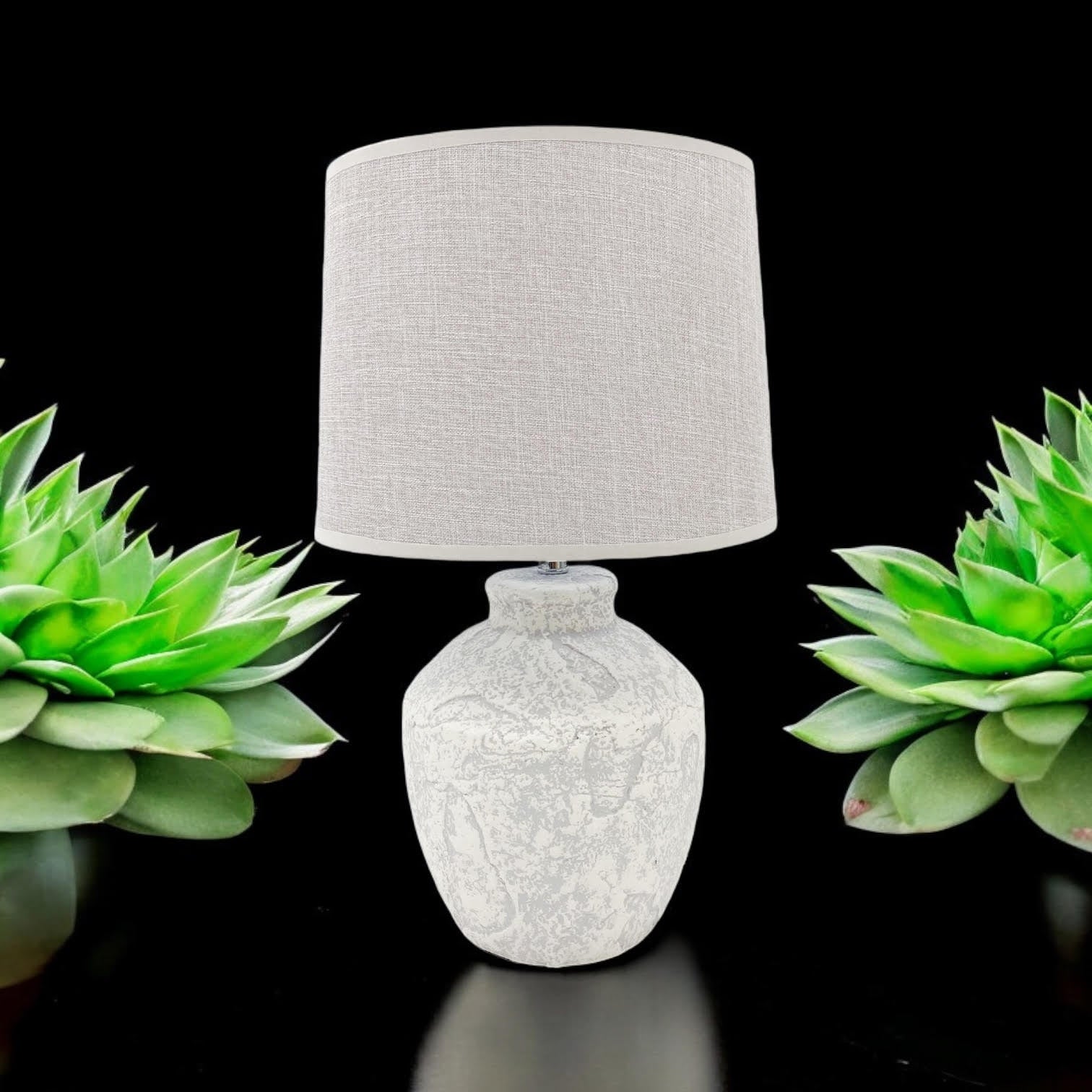 Ceramic Table Lamp | 51cm Cream | Fabric Drum Shade | E27