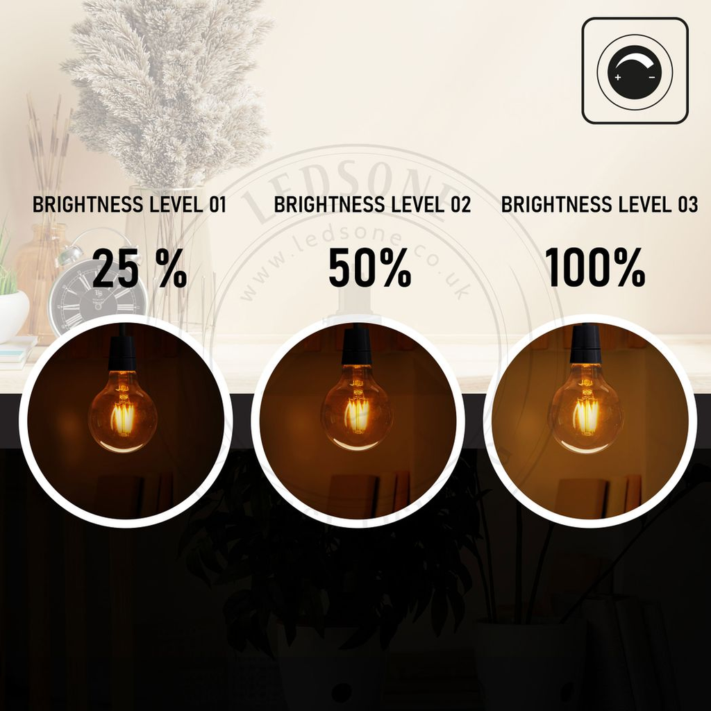 6 Pack E27 LED Edison Dimmable Vintage Amber Glass Warm White 2700K Light Bulbs | Braxby