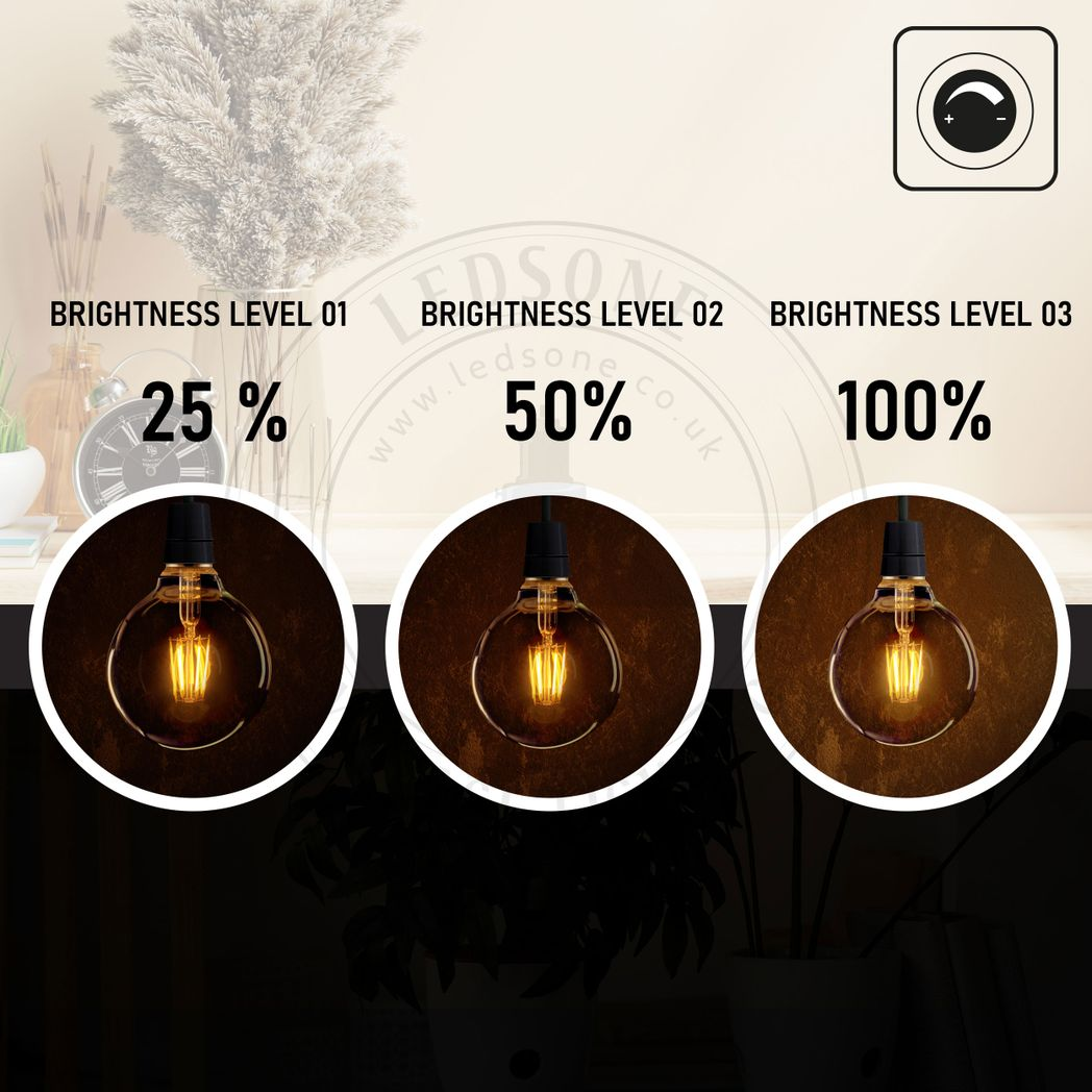 5 Pack Vintage Globe Edison LED Light Bulb G95 8W E27 Screw Bulb | Braxby