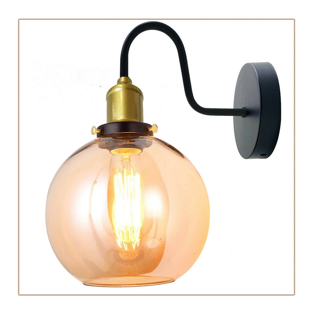 Amber Glass Ball Wall Light | Globe Shade | E27