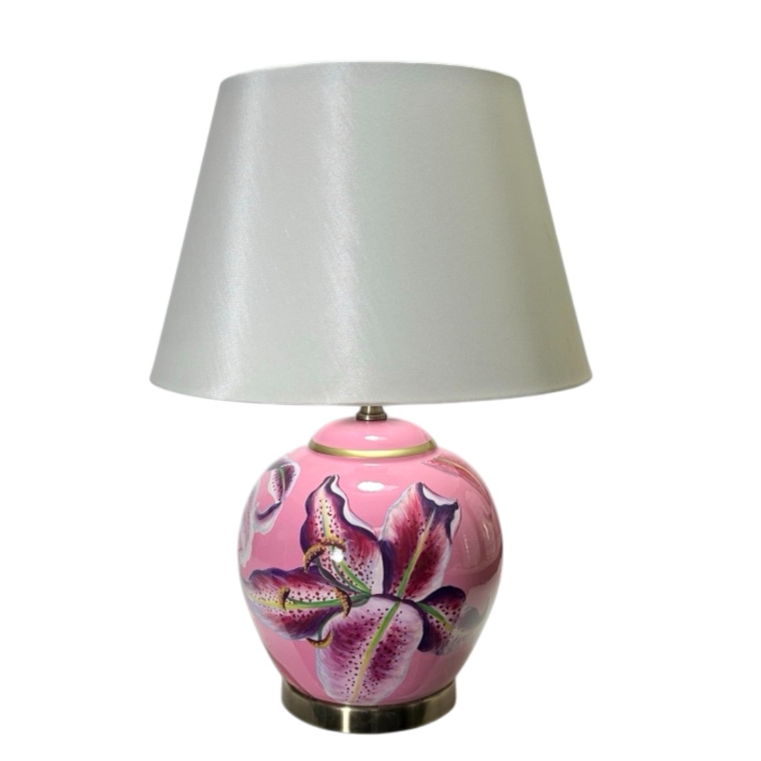 Floral Ceramic Table Lamp | 40cm | White Drum Shade