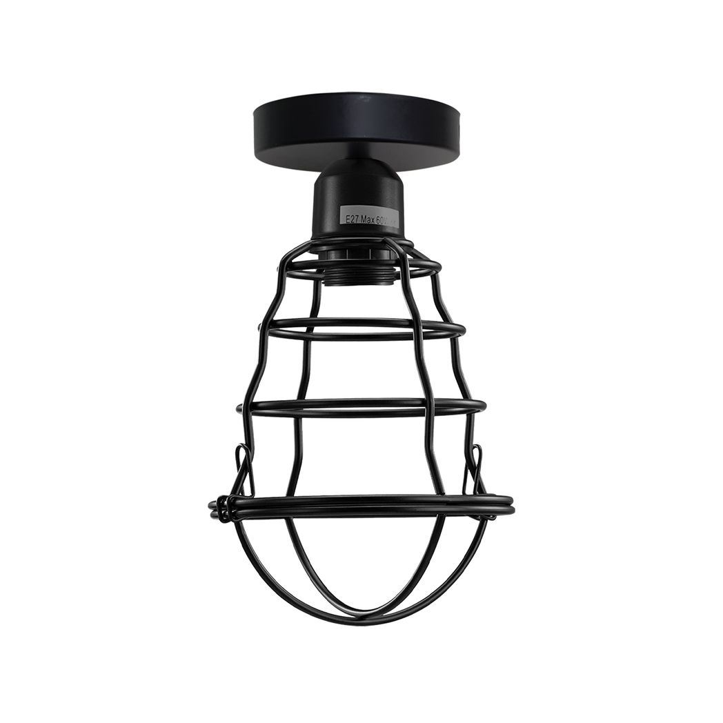 Vintage Industrial Geometric Wire Cage Ceiling Rose Light | Bulb Holder | Braxby