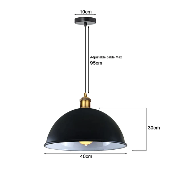 Black Inner White Vintage Ceiling Pendant Light Shade | Hanging Lamp | Braxby