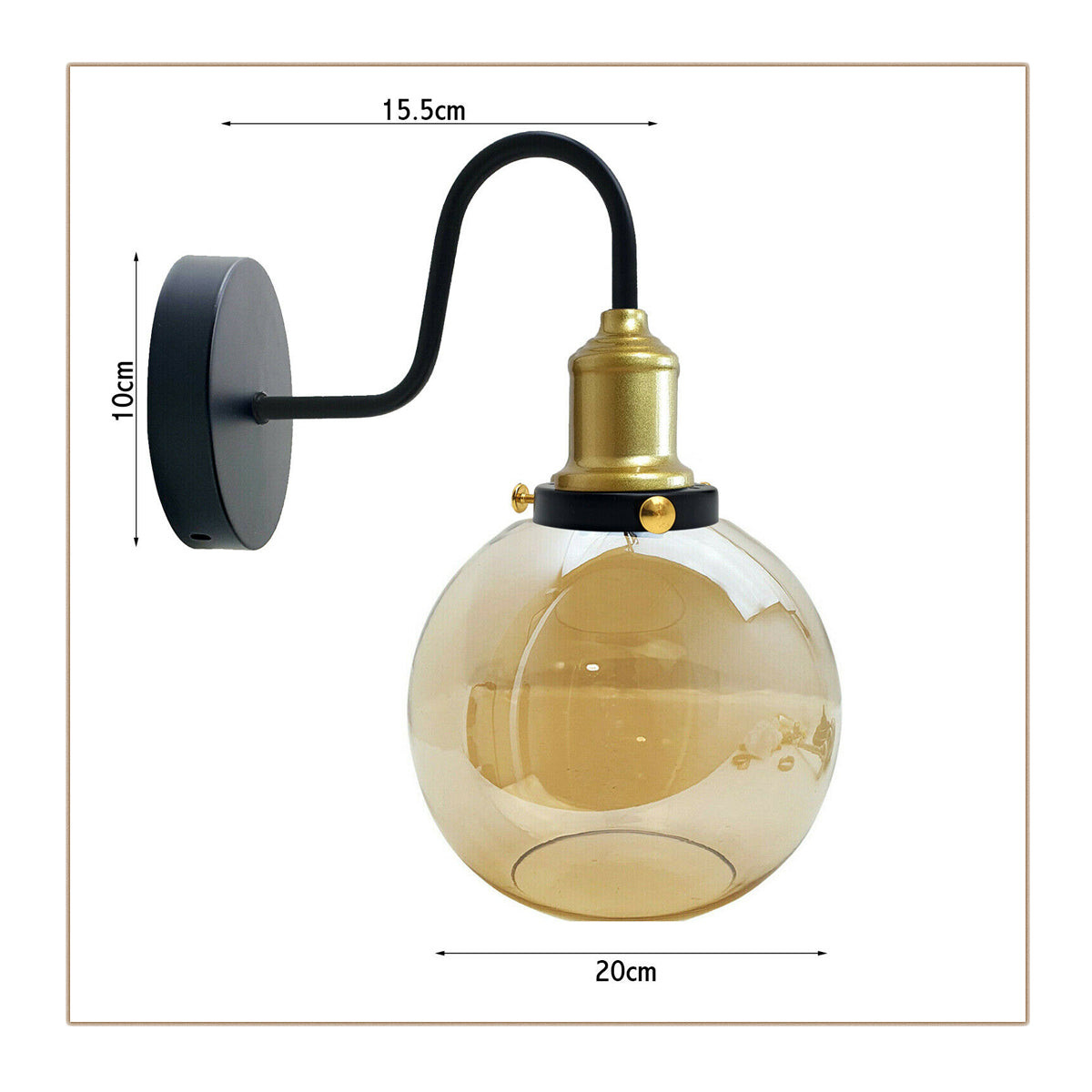 Amber Glass Ball Wall Light | Globe Shade | E27