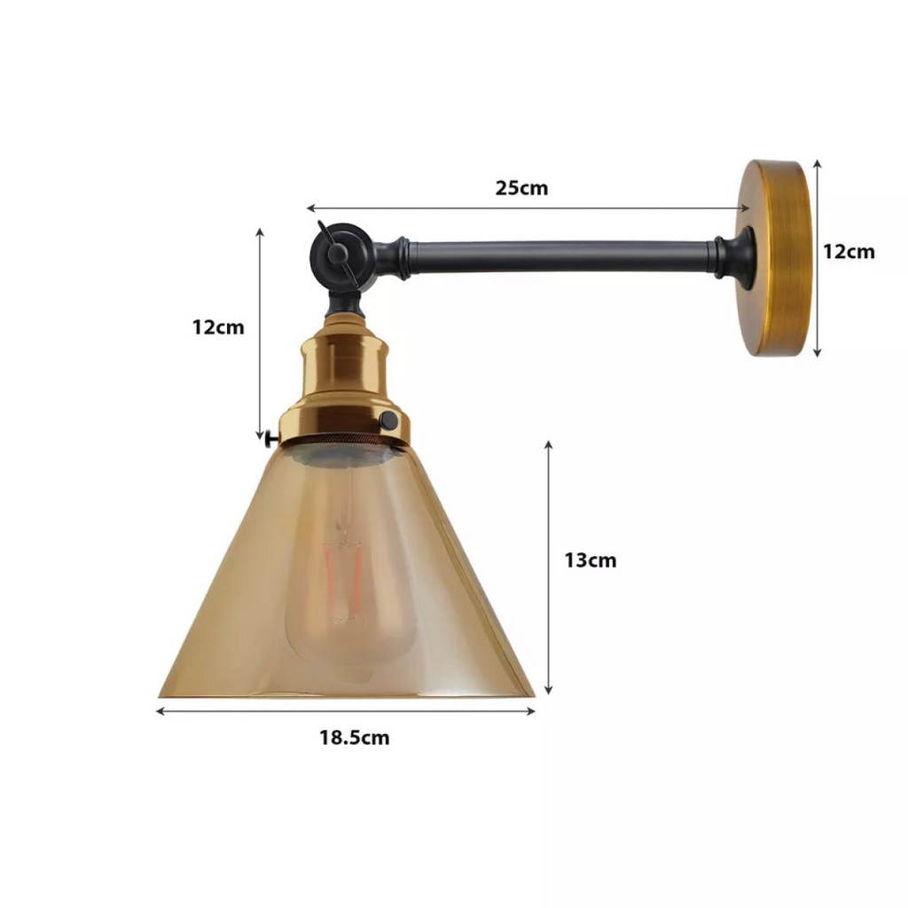 Fancy Amber Glass Wall Lights for Living Room | Copper Plated | Braxby