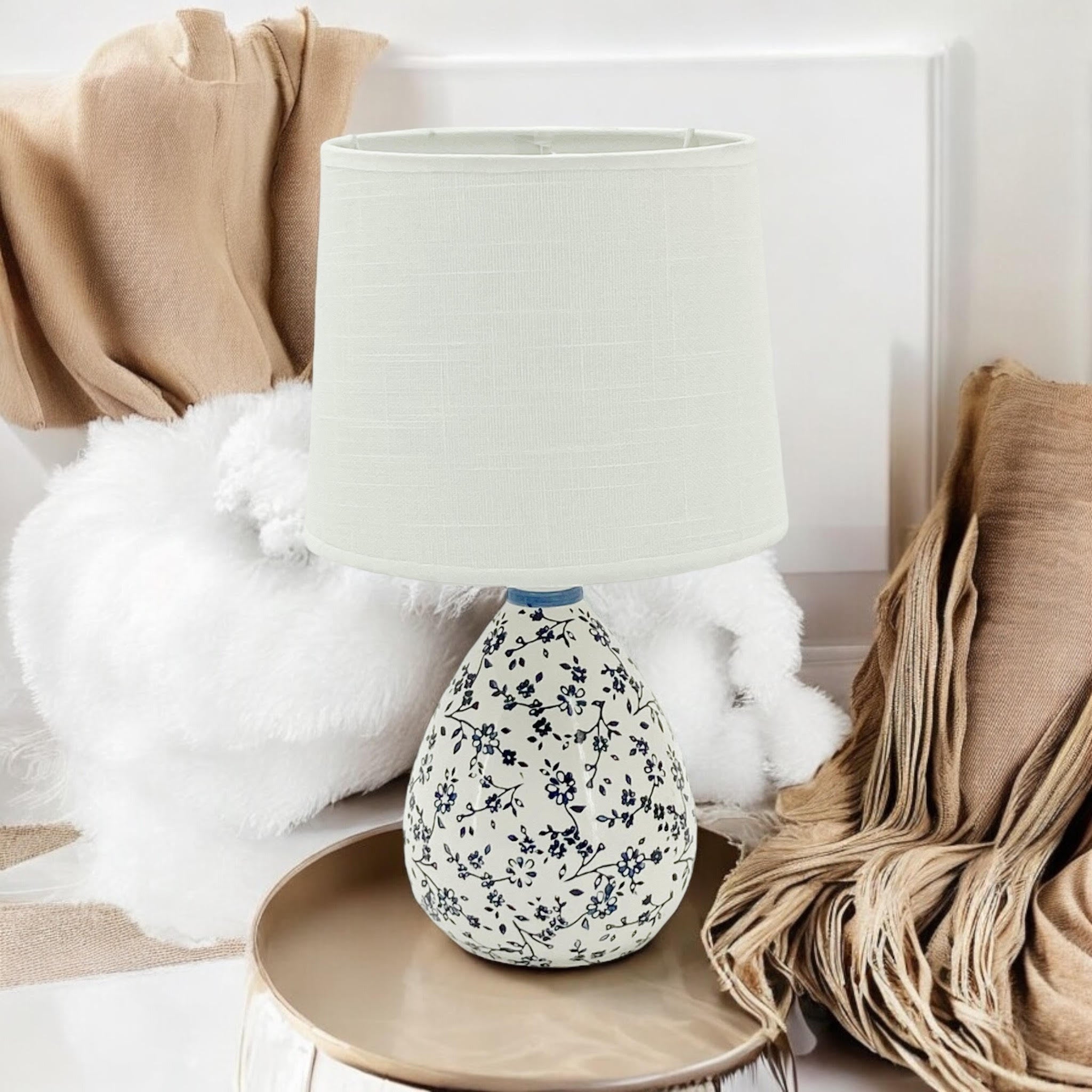 Traditional Ceramic Table Lamp with Shade | 37cm | Braxby