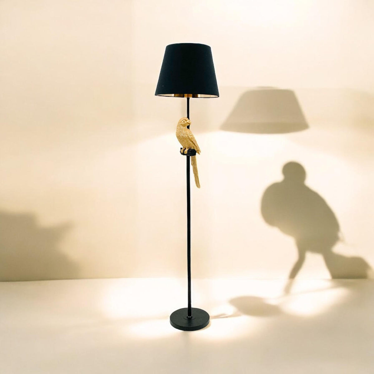 Parrot Design Floor Lamp | 164cm | Black Drum Shade