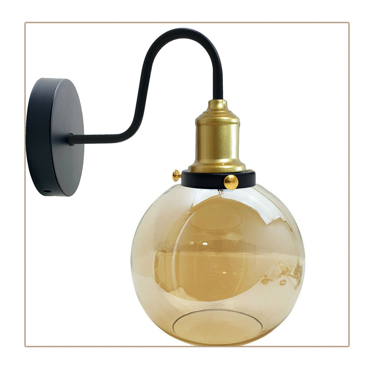 Amber Glass Ball Wall Light | Globe Shade | E27