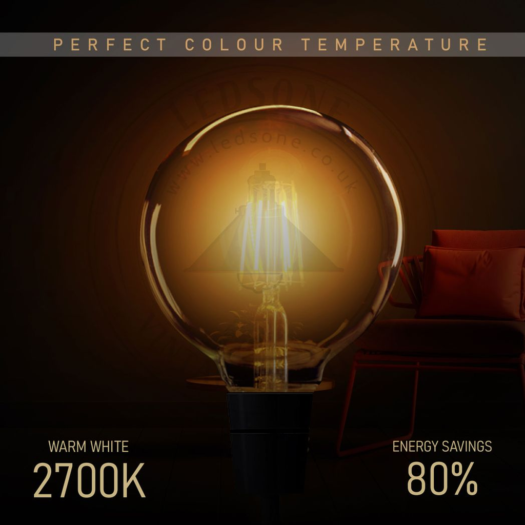 10 Pack Edison Dimmable LED Bulbs | E27 Amber Glass 2700K | Braxby