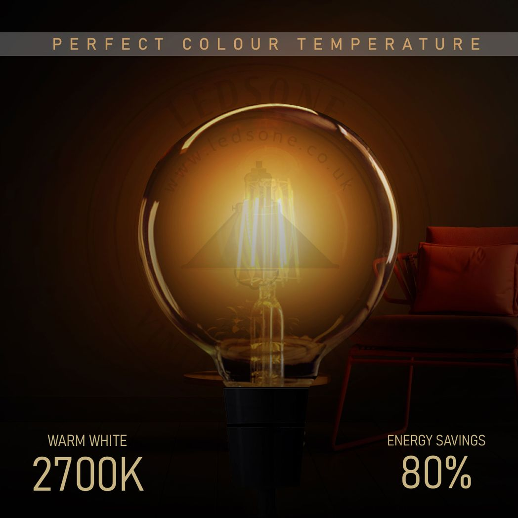 10 Pack Edison Dimmable LED Bulbs | E27 Amber Glass 2700K | Braxby