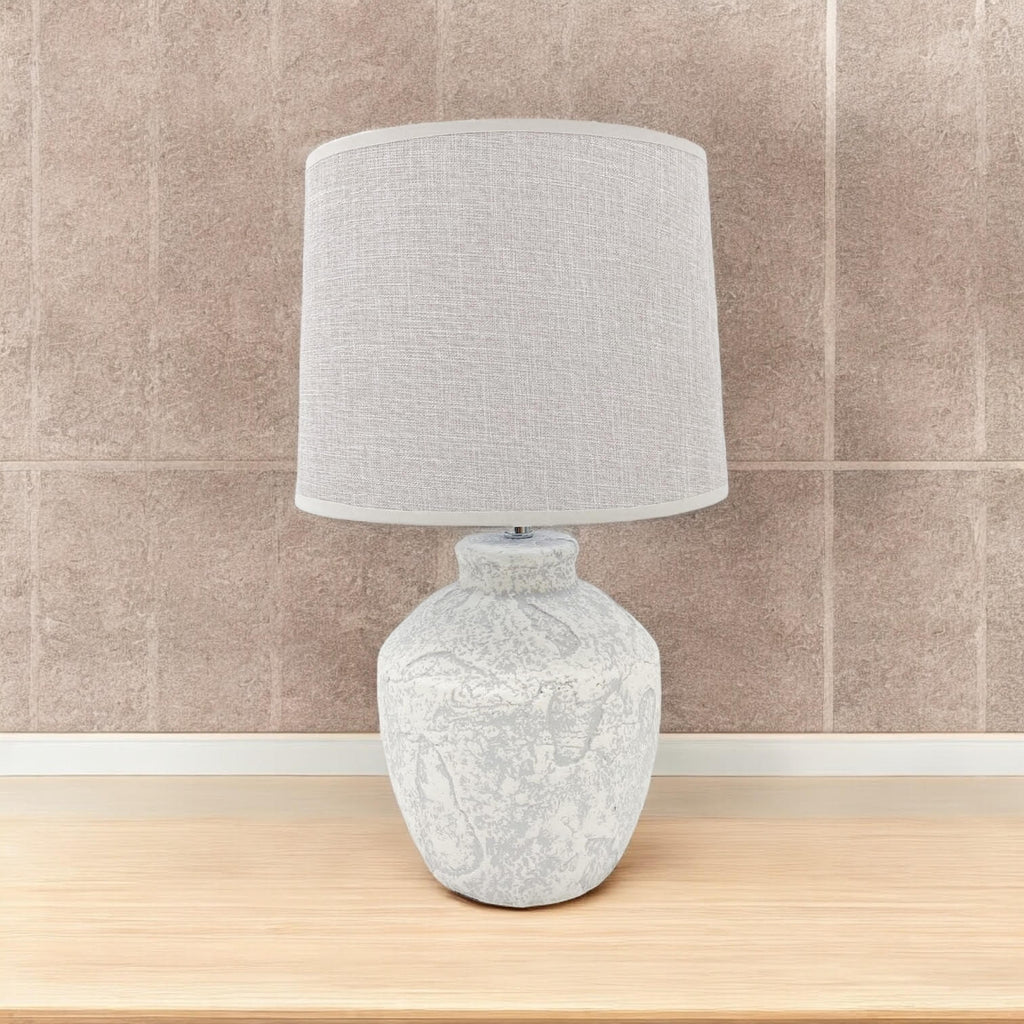 Ceramic Table Lamp | 51cm Cream | Fabric Drum Shade | E27