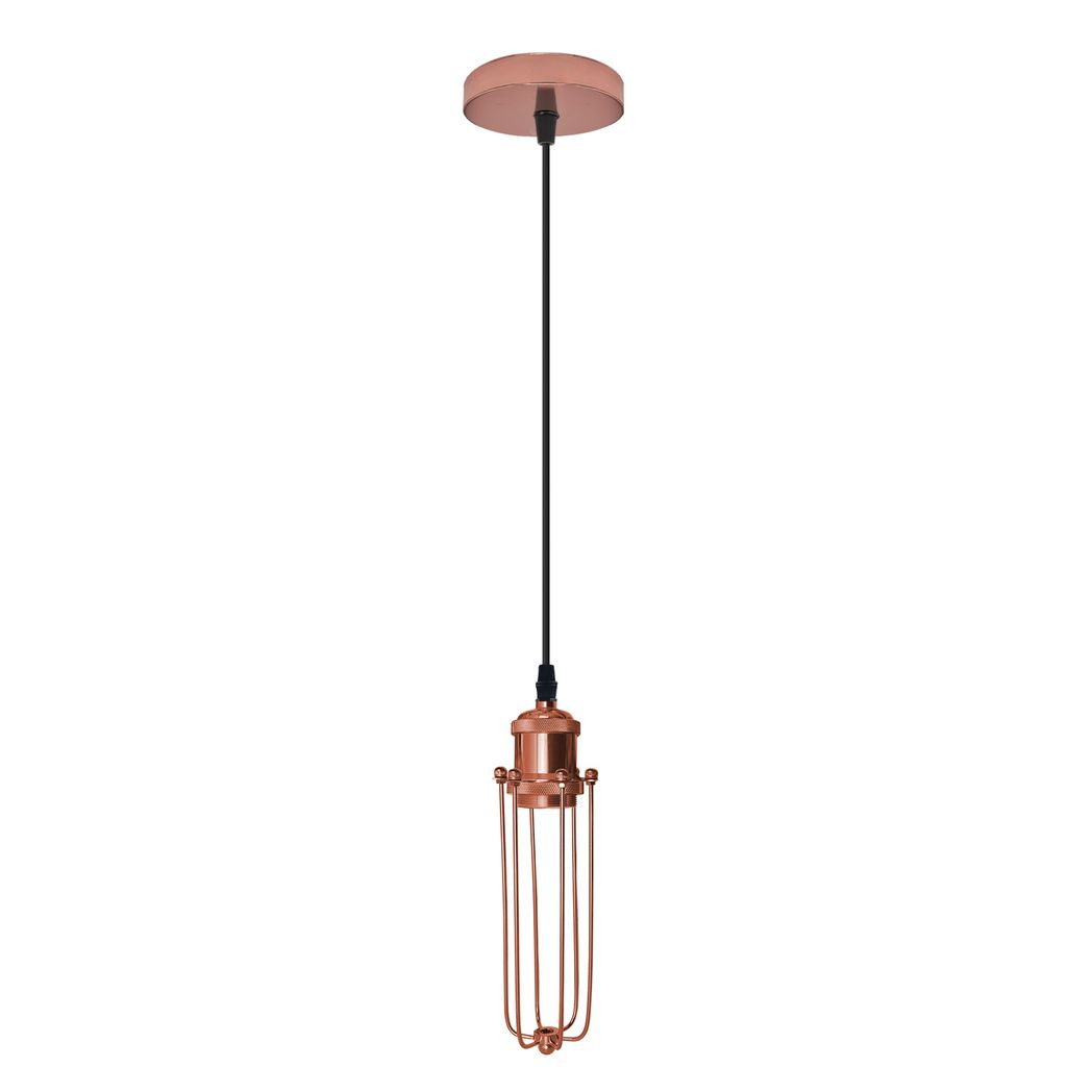 Rose Gold Cage Pendant Light | E27 Industrial Vintage | Braxby