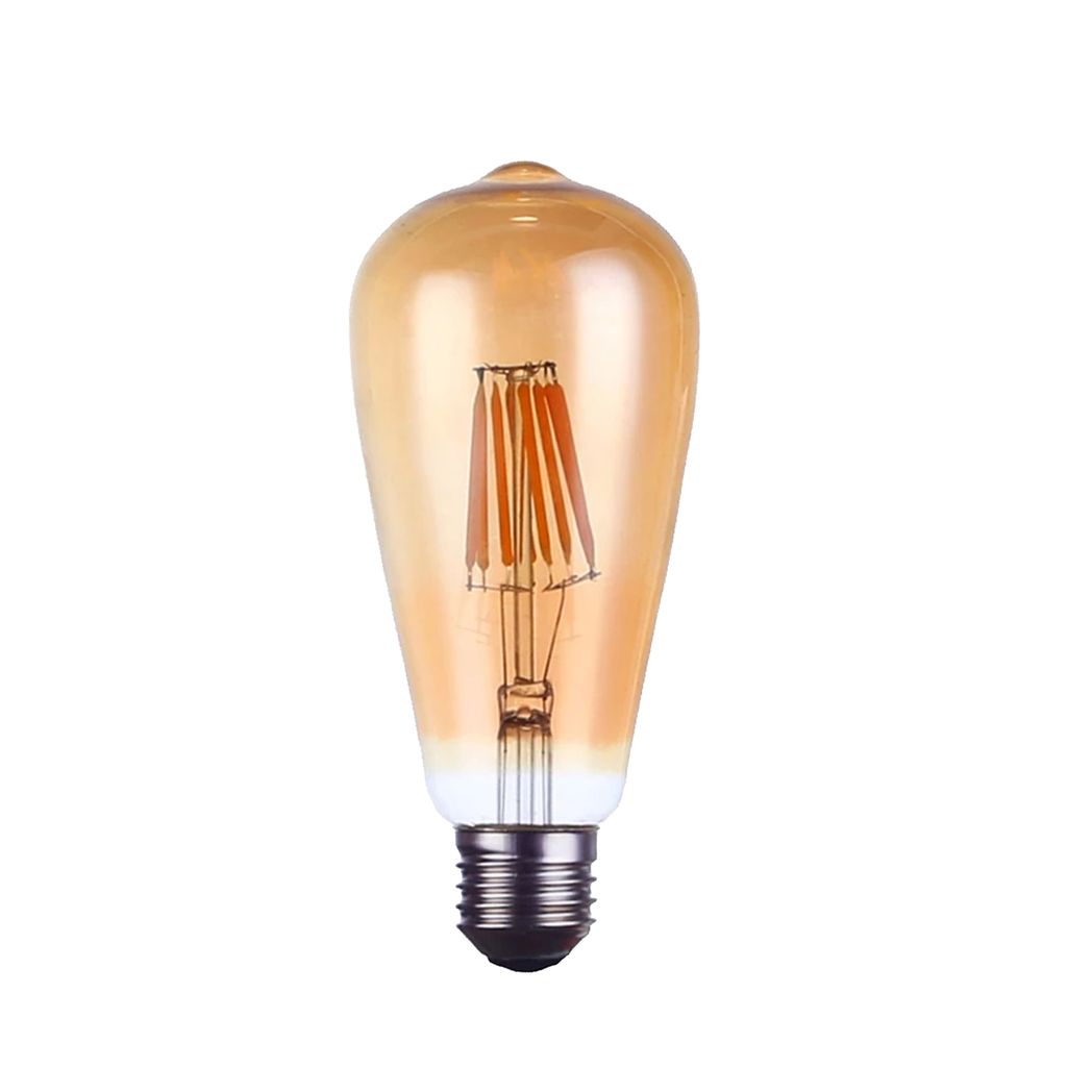 6 Pack E27 LED Edison Dimmable Vintage Amber Glass Warm White 2700K Light Bulbs | Braxby