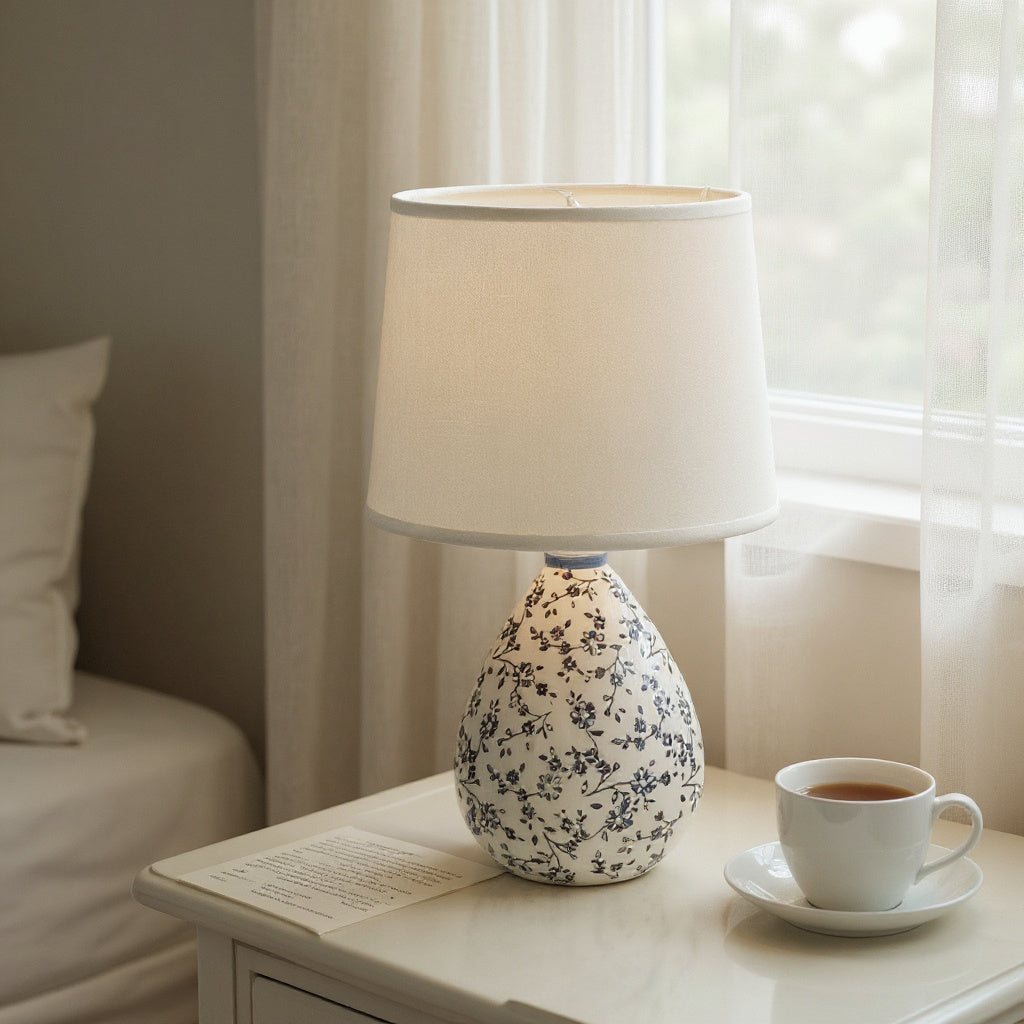 Traditional Ceramic Table Lamp with Shade | 37cm | Braxby