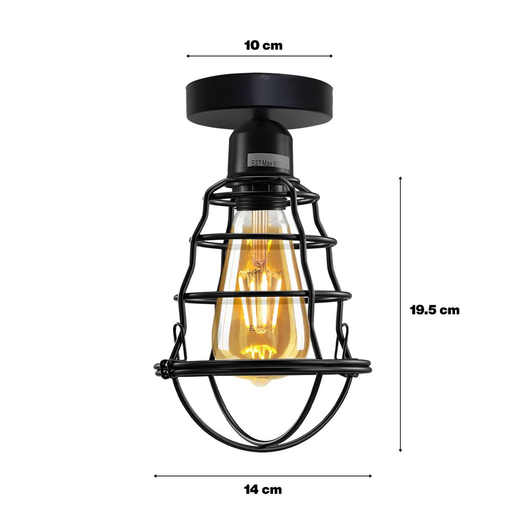 Vintage Industrial Geometric Wire Cage Ceiling Rose Light | Bulb Holder | Braxby