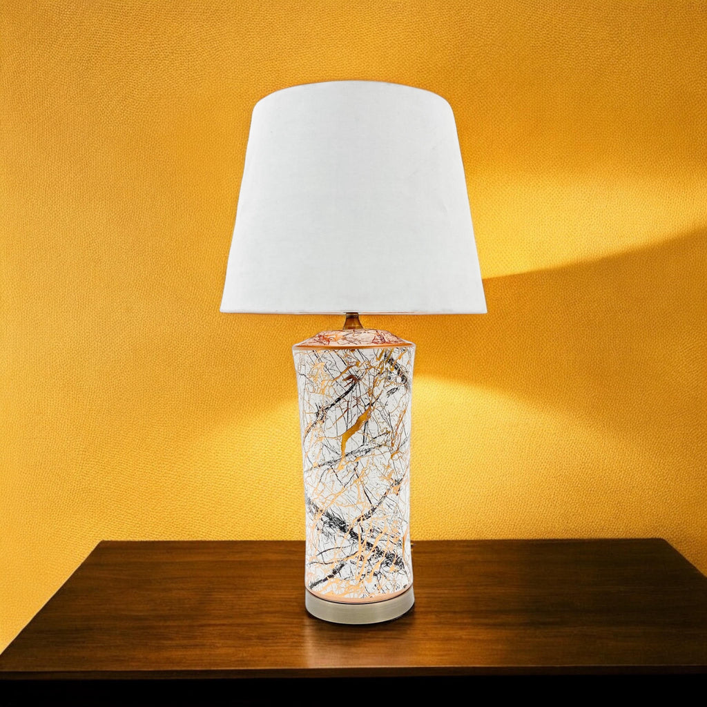 Ceramic Table Lamp | Gold Multicolour | White Shade