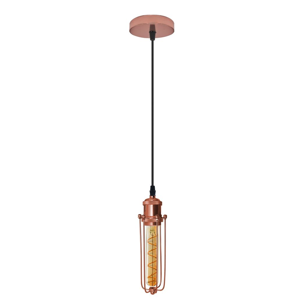 Rose Gold Cage Pendant Light | E27 Industrial Vintage | Braxby
