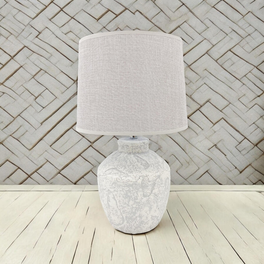 Ceramic Table Lamp | 51cm Cream | Fabric Drum Shade | E27