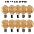 10 Pack Edison Dimmable LED Bulbs | E27 Amber Glass 2700K | Braxby