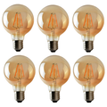 6 Pack E27 LED Edison Dimmable Vintage Amber Glass Warm White 2700K Light Bulbs | Braxby