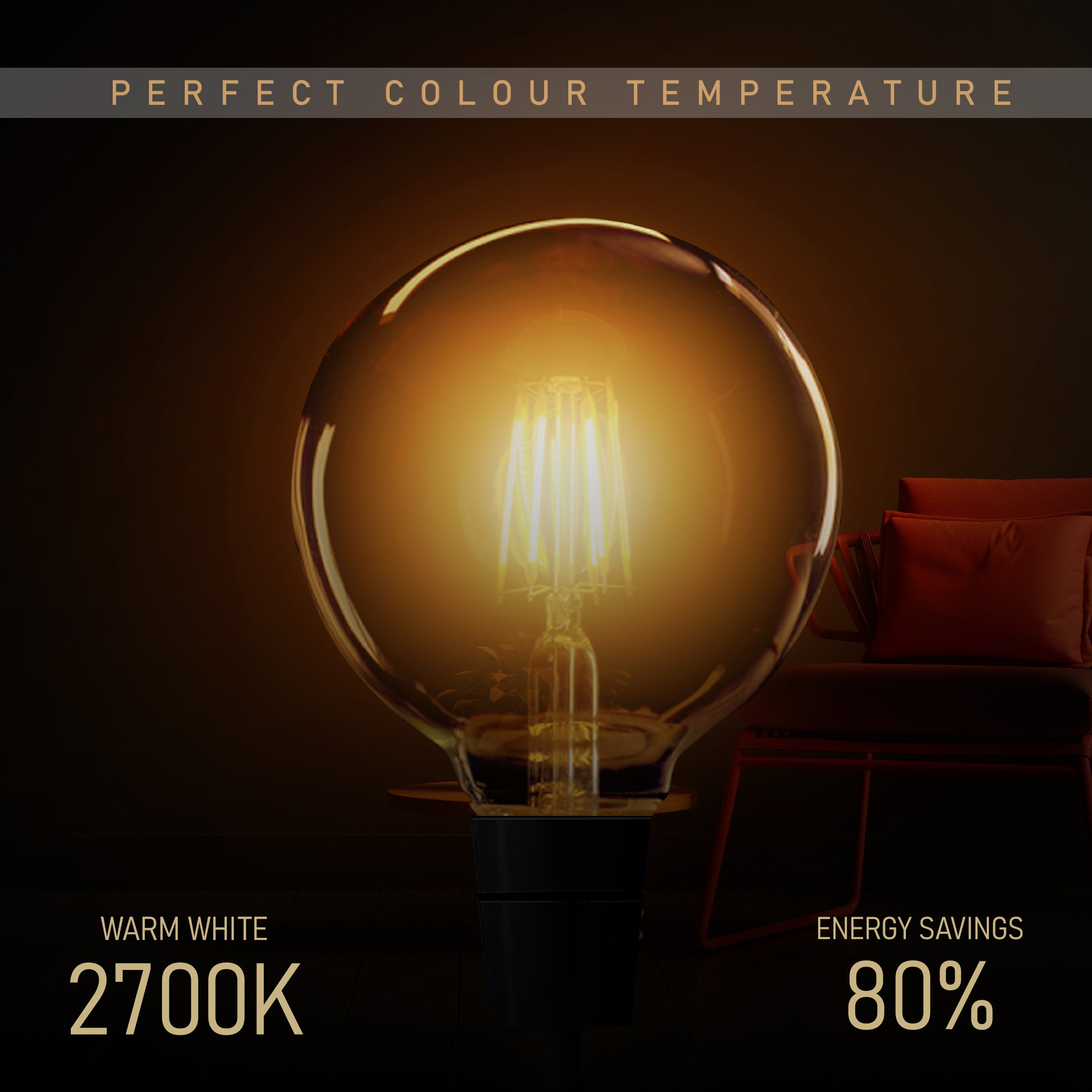 5 Pack Vintage Globe Edison LED Light Bulb G95 8W E27 Screw Bulb | Braxby