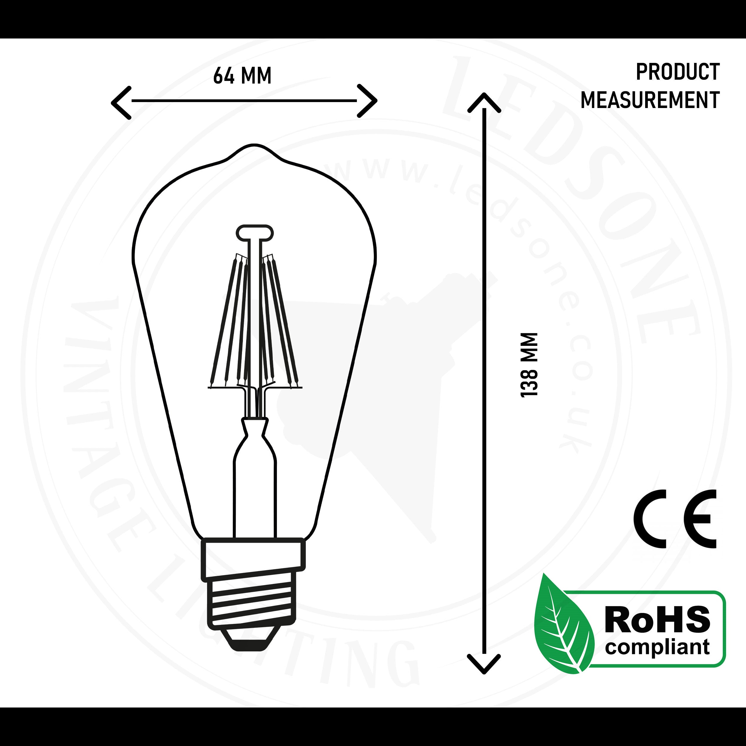 Vintage ST64 Edison LED Dimmable Bulb | 8W E27 Warm White | Braxby