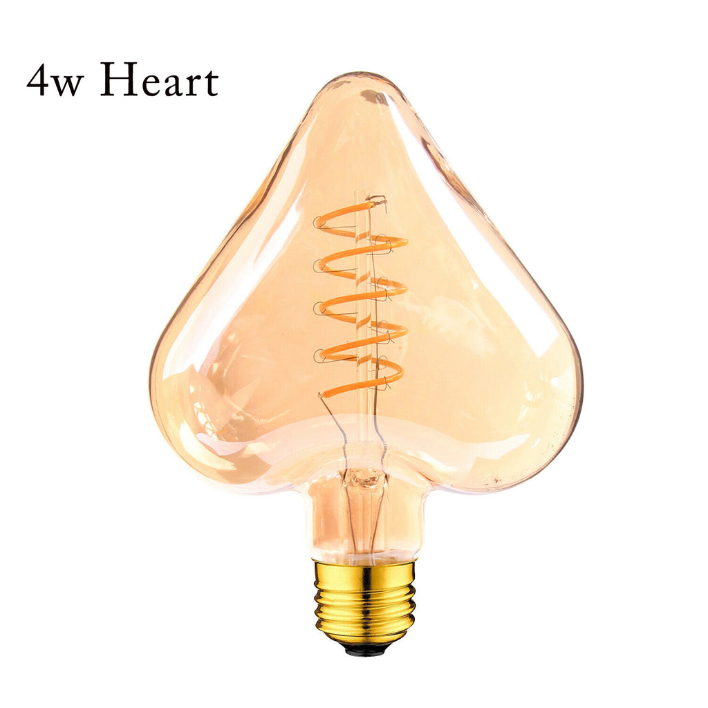 3 Pack LED Soft Light Heart E27 4W Filament Glass Retro Warm White Bulbs | Braxby