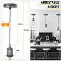 2m Black Twisted Cable Pendant E27 Base Shiny Black Holder | Braxby