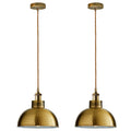 2 Pack Vintage Yellow Brass Ceiling Pendant Lights | E27