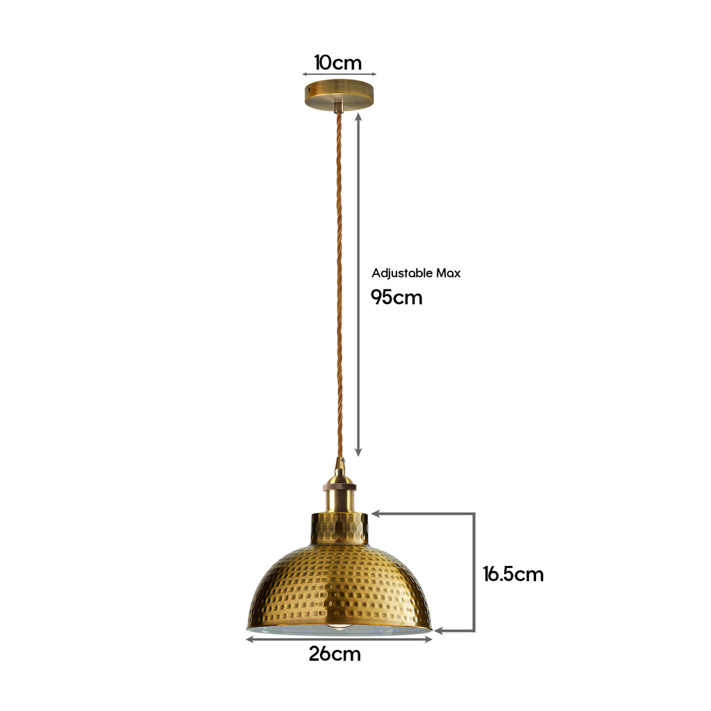 2 Pack Vintage Yellow Brass Ceiling Pendant Lights | E27
