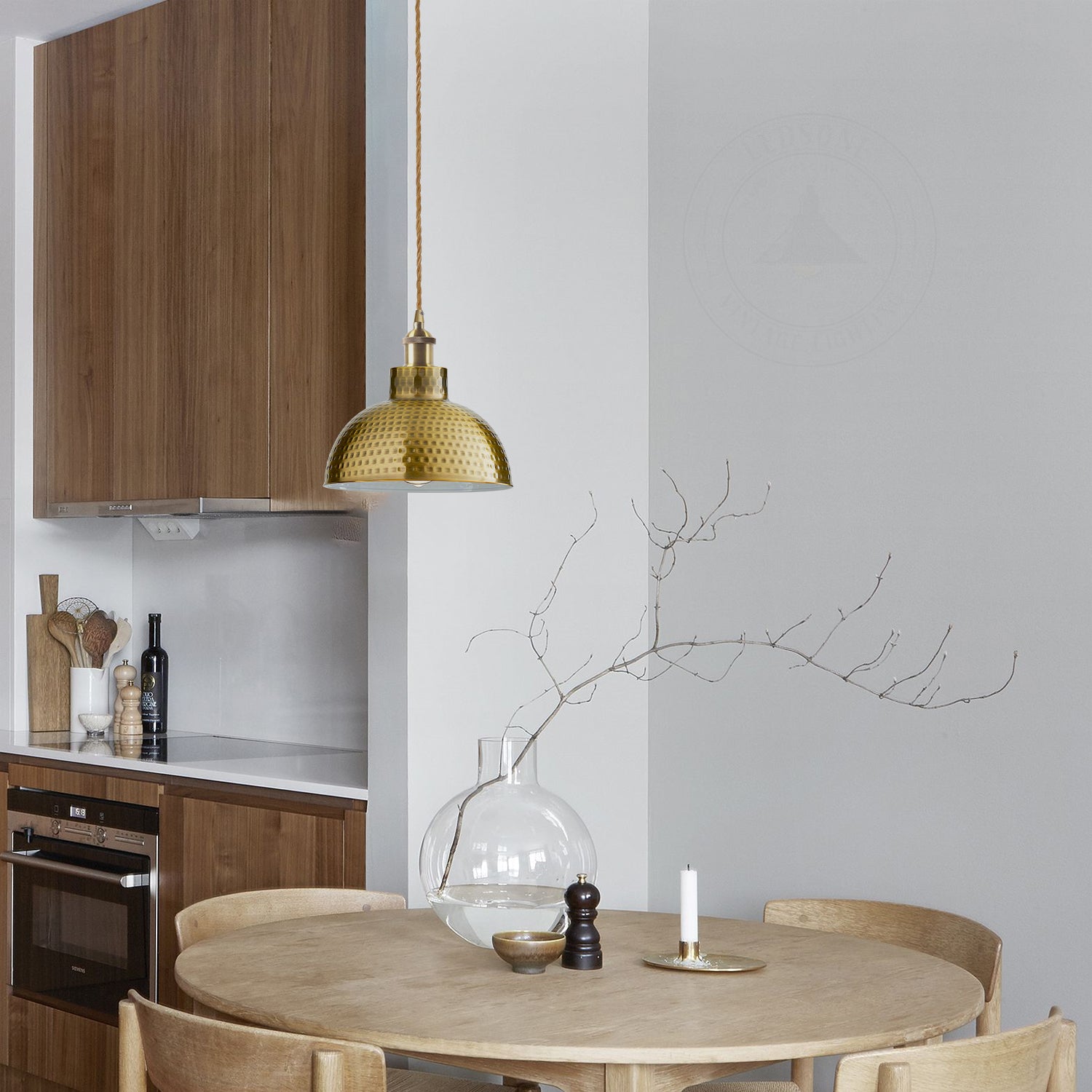 2 Pack Vintage Yellow Brass Ceiling Pendant Lights | E27