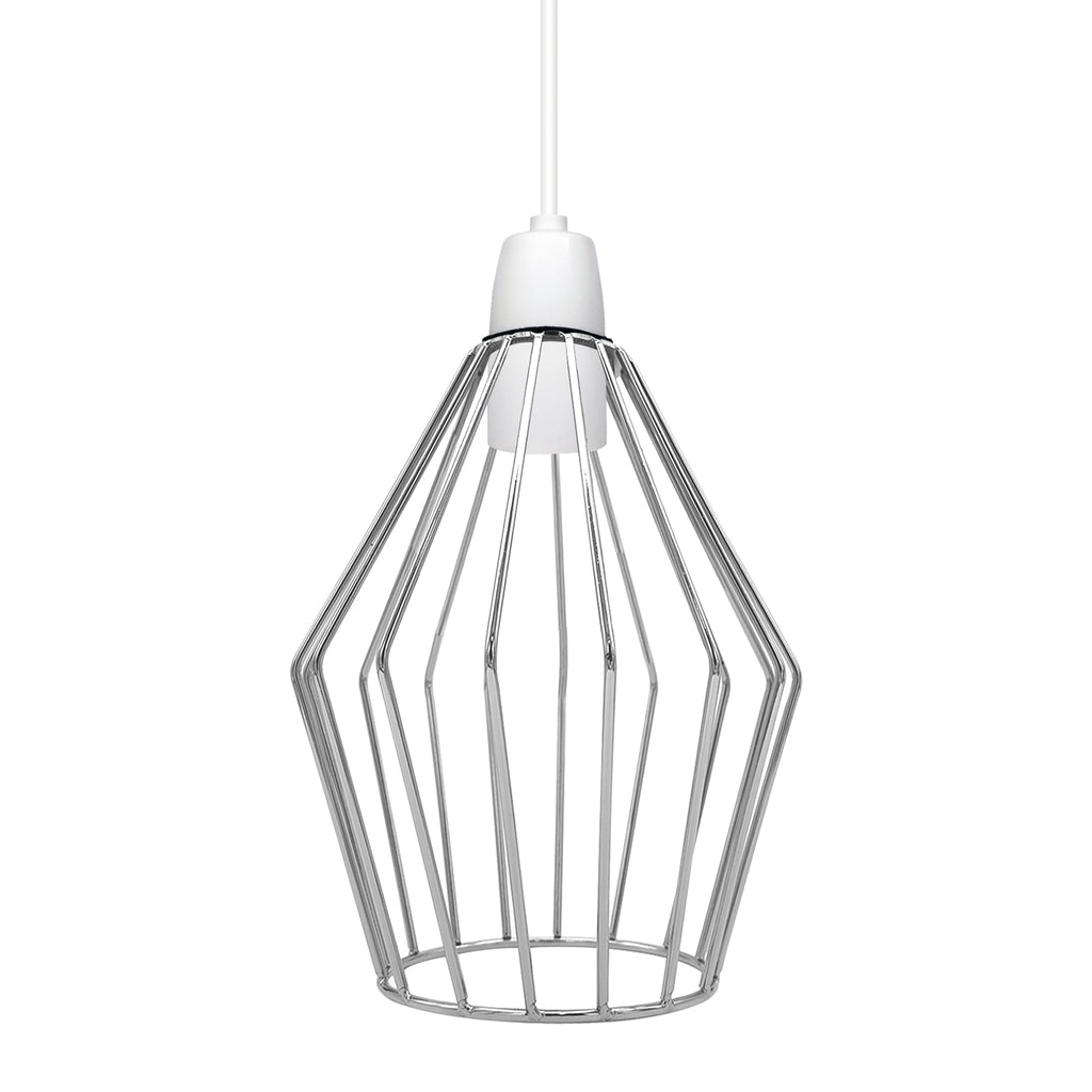 Diamond Wire Cage Lampshade | Industrial Vintage | Chrome | Braxby