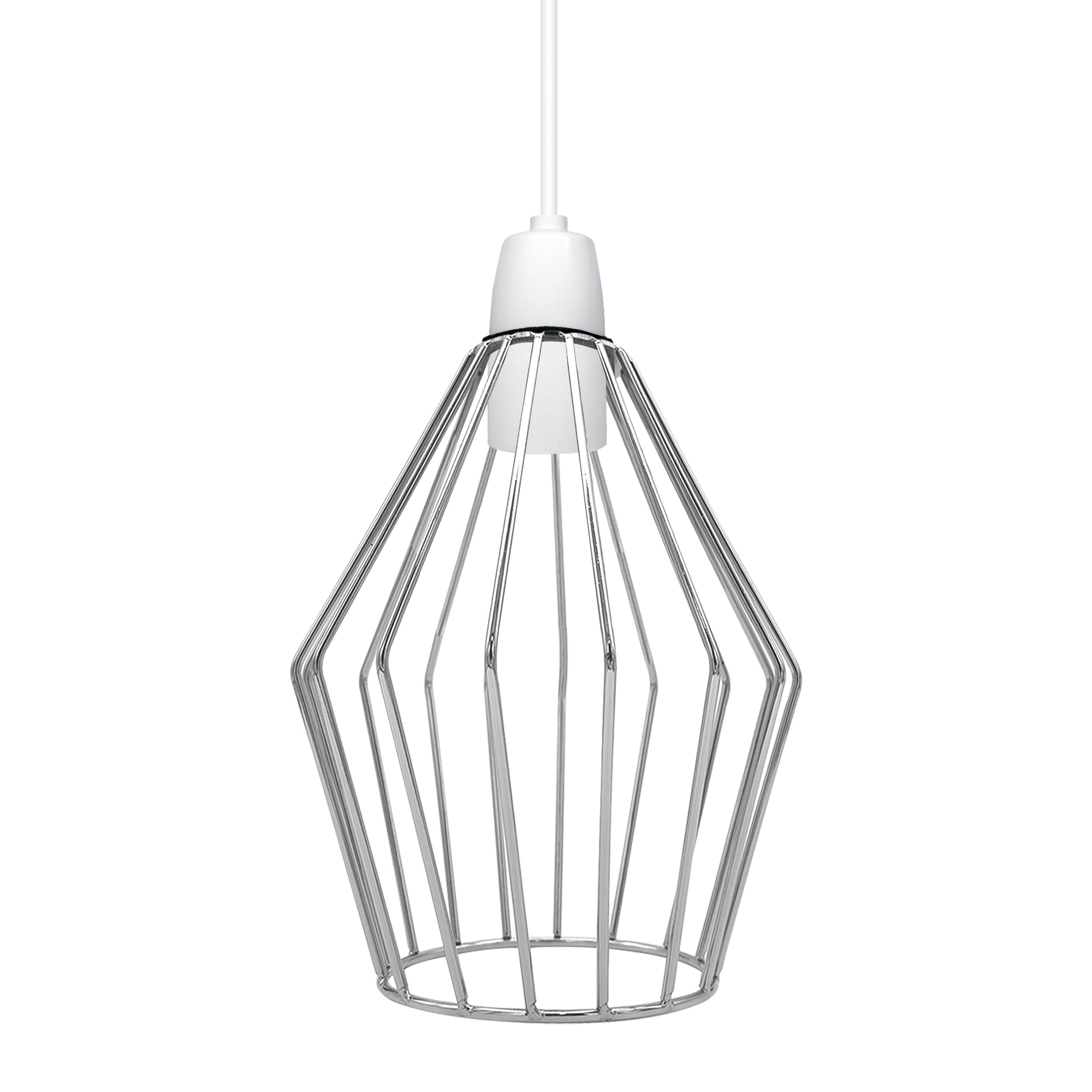 Diamond Wire Cage Lampshade | Industrial Vintage | Chrome | Braxby