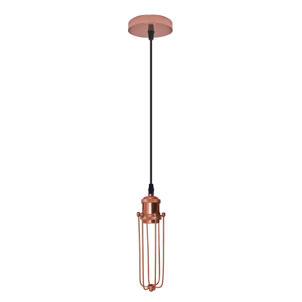 Rose Gold Cage Pendant Light | E27 Industrial Vintage | Braxby