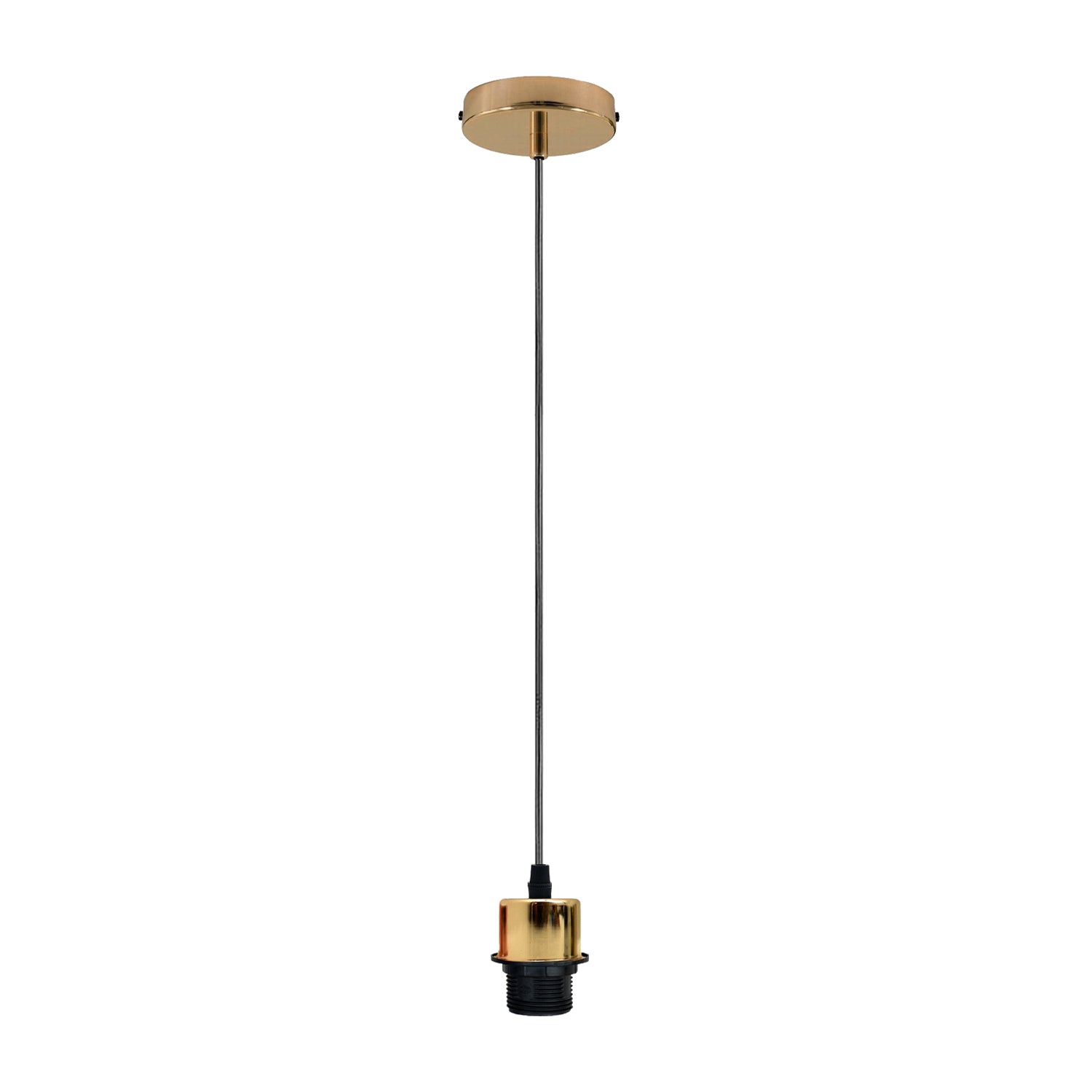 Industrial French Gold Pendant Light Fitting | E27 Lampshade Addable | Braxby
