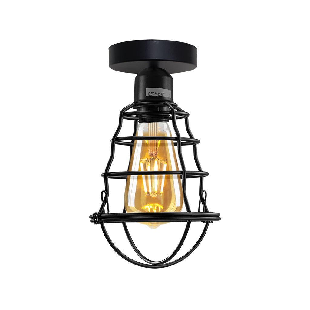Vintage Industrial Geometric Wire Cage Ceiling Rose Light | Bulb Holder | Braxby