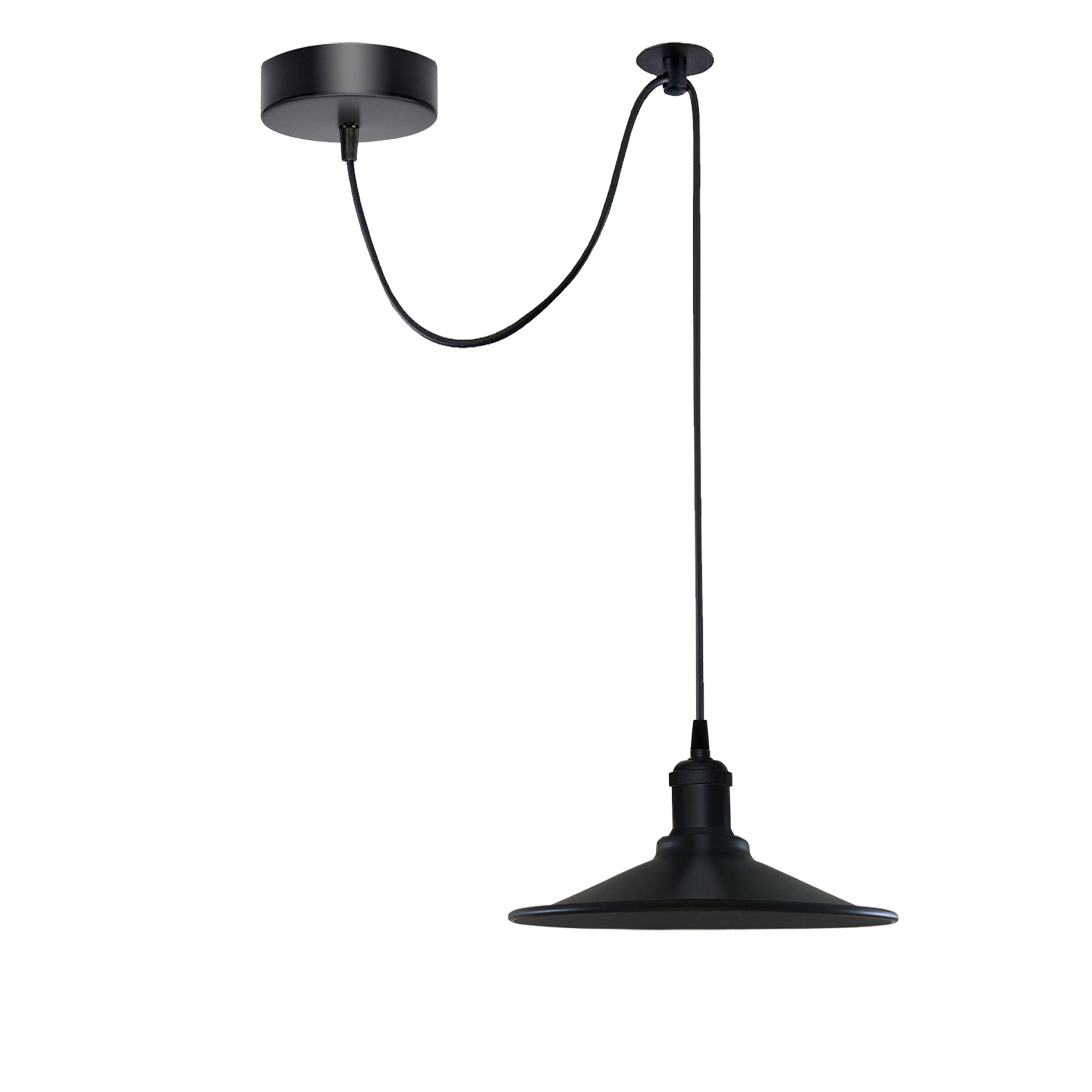 Black Vintage 1-Head Cone Pendant Light | Adjustable Cord | Hanging Light Fixture | Braxby